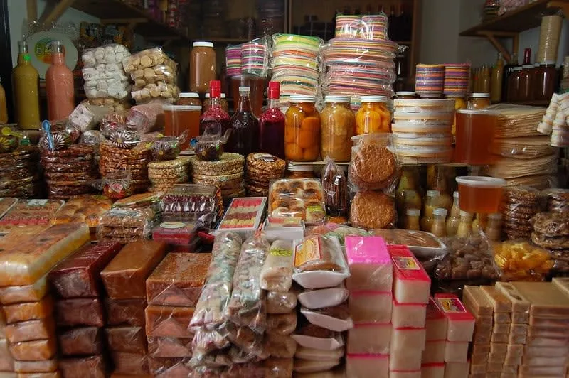 Mazamitla municipal market stalls with local food and produce