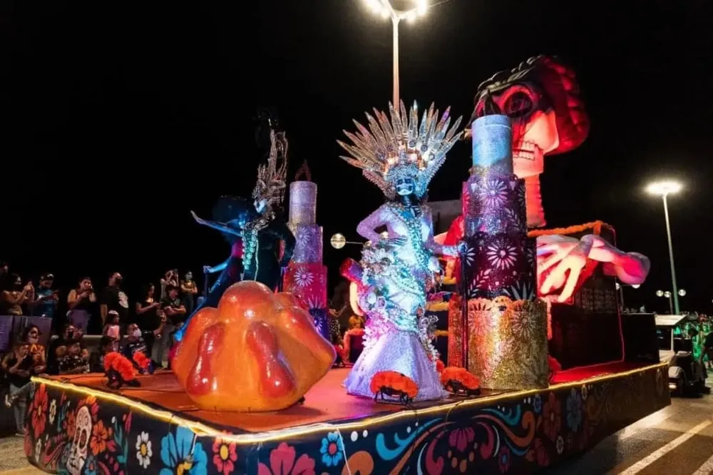 Mazatlan carnival celebration and cultural parade in the historic center