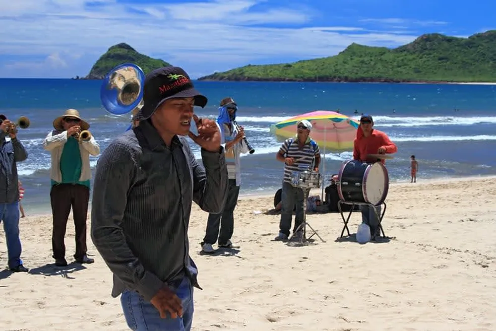 Traditional Sinaloan brass band performing at Mazatlan cultural festival