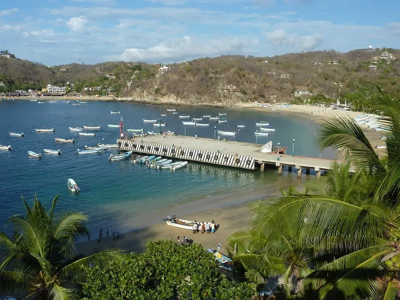 Oaxaca Coast headland between Mazunte and Puerto Angel during August beach weather