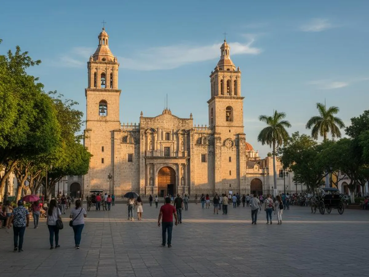 Mérida Mexico colonial architecture — the Cathedral de San Ildefonso and Gran Plaza in the heart of Yucatán's capital city