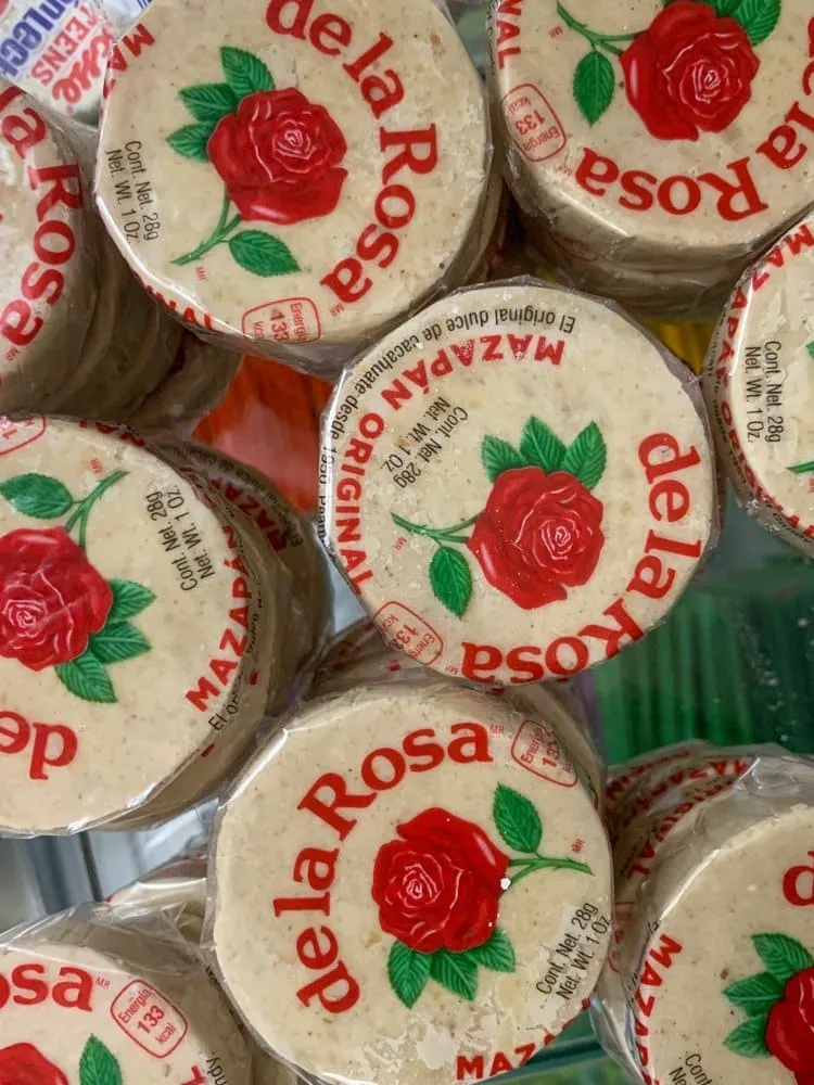 De la Rosa peanut marzipan discs in their clear wrappers