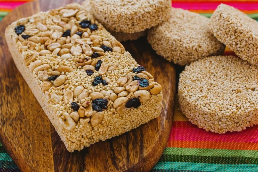 Amaranth alegria bars packed with seeds and piloncillo