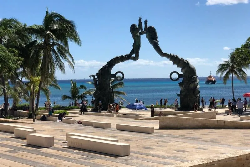 Palm-lined beach in Playa del Carmen