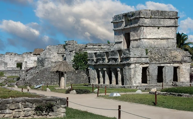 Tulum coastline with turquoise Caribbean water