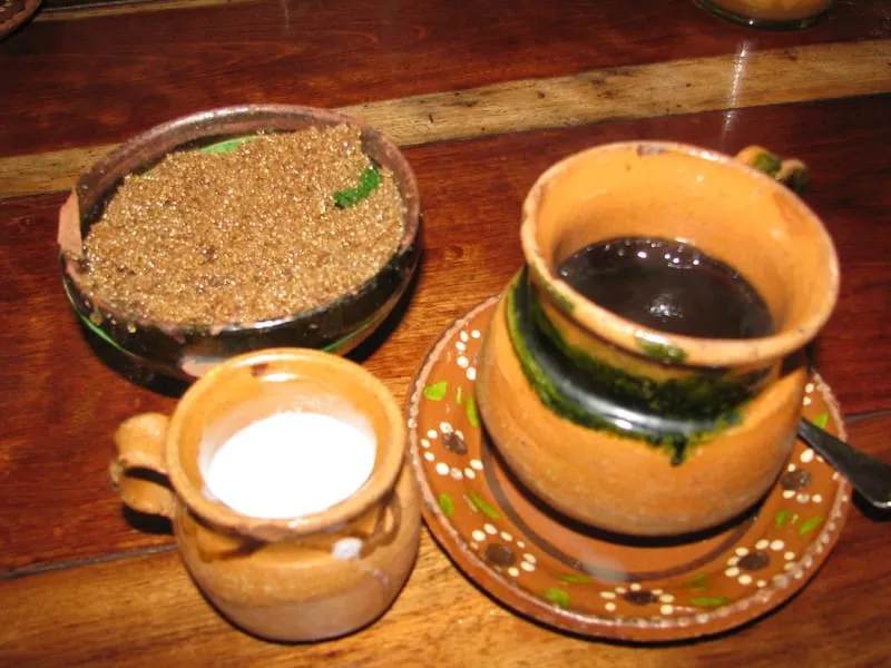 Café de olla Mexican clay pot coffee with cinnamon, piloncillo, and anise — traditional breakfast drink