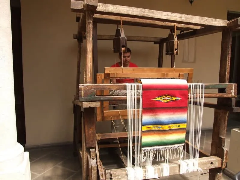 Colorful striped serape woven in the Saltillo blanket style