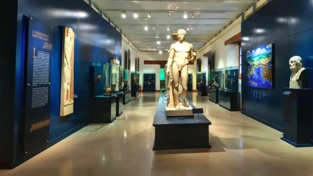 National Museum of Cultures exhibit hall with international artifacts