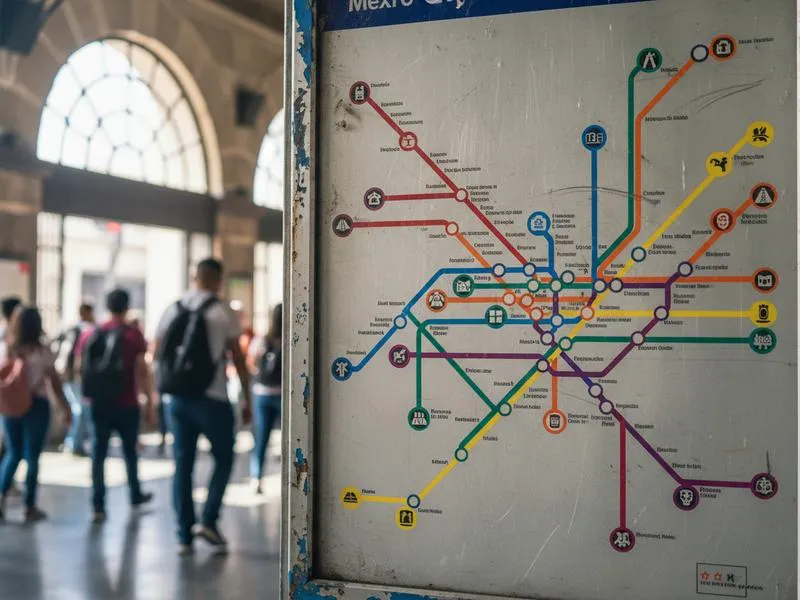 Mexico City metro map showing 12 colored lines connecting 195 stations across the metropolitan area