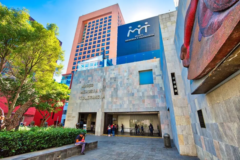 Museum of Memory and Tolerance galleries with reflective modern exhibits
