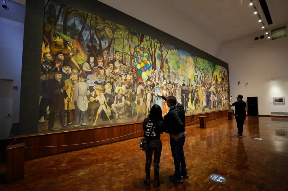 Diego Rivera mural display inside the Alameda Central mural museum