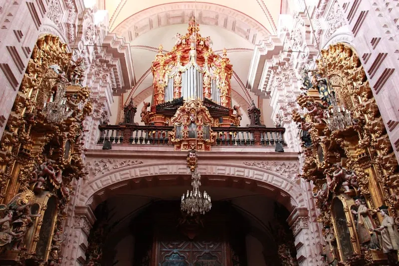 Santa Prisca church in Taxco during clear January dry-season weather