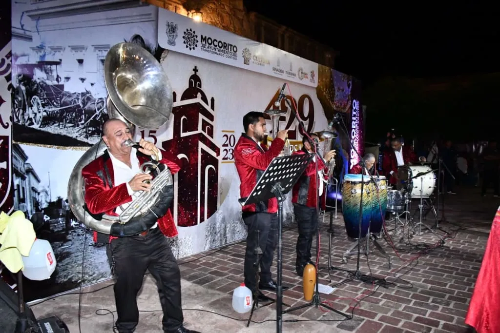 Sinaloan banda musicians performing during Mocorito festivities