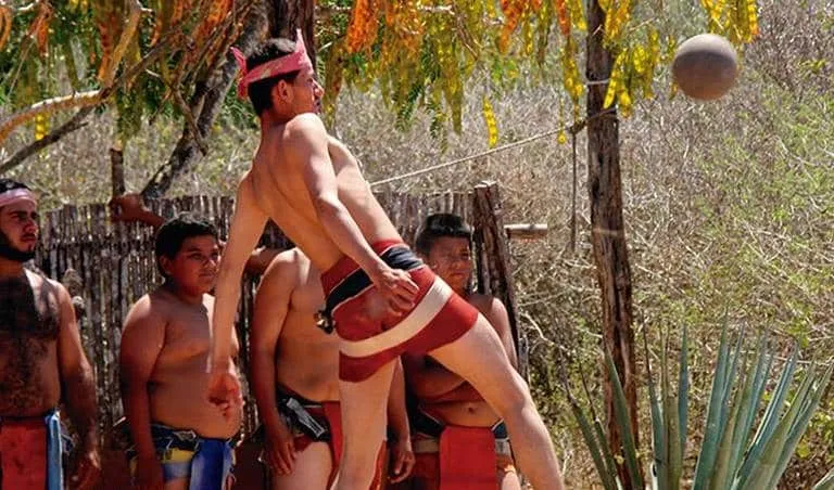 Ulama players preparing for a traditional Sinaloan ball game