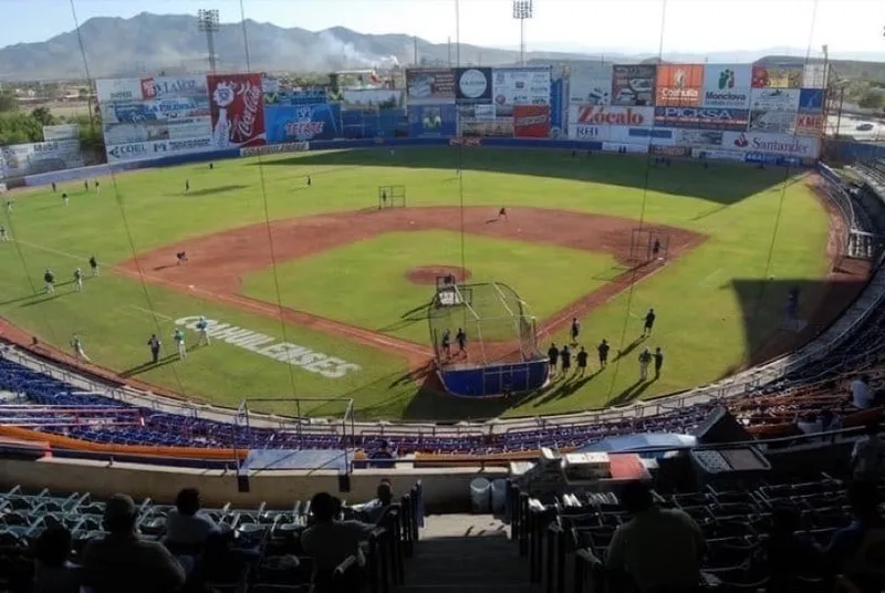 Baseball stadium seating in Monclova during the cooler January travel season