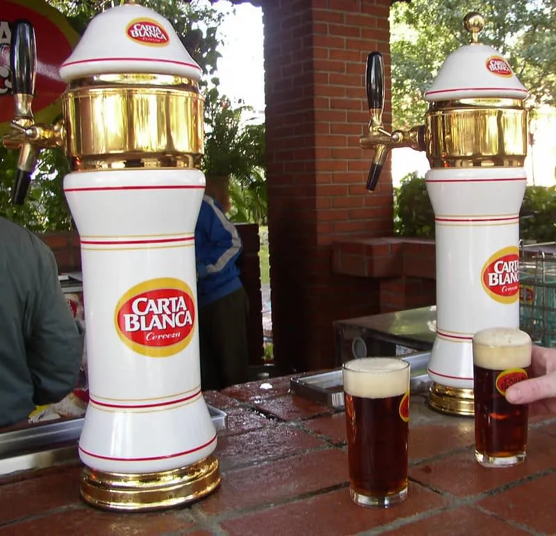 Cold Carta Blanca beer at Monterrey bar — the iconic Nuevo León beer born in the city in 1890