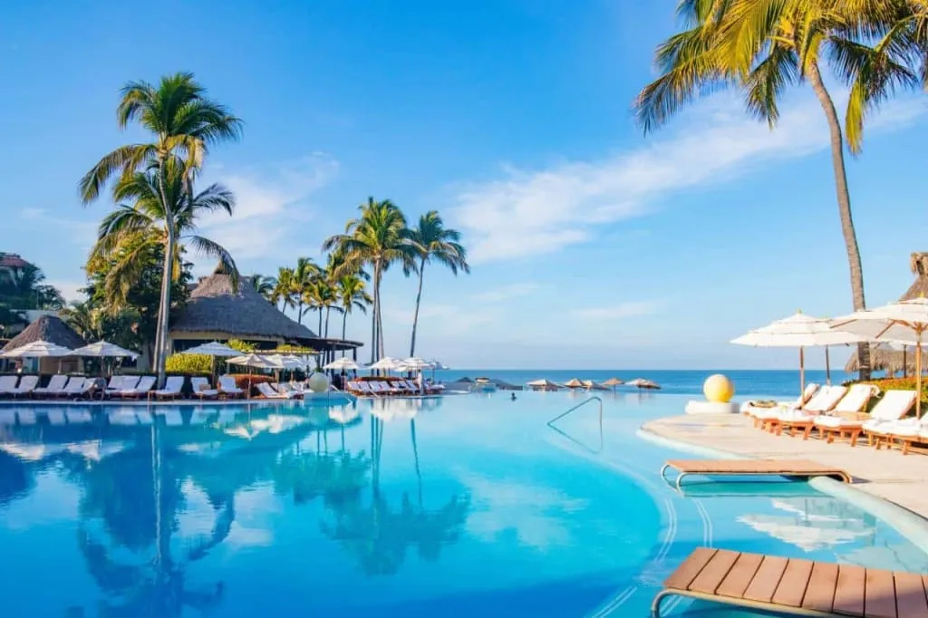 Grand Velas Riviera Nayarit beachfront resort pool beside Banderas Bay