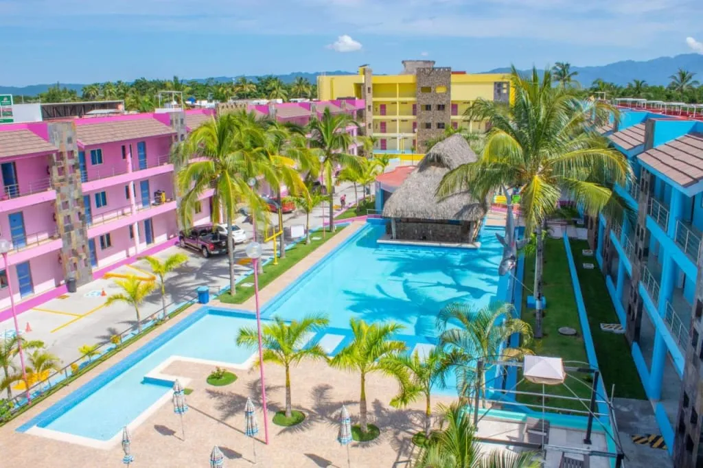 Miami Inn guest rooms near Splash water park in Nuevo Vallarta