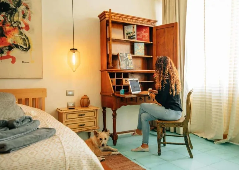 Oaxaca boutique hotel courtyard suited to rainy September afternoons