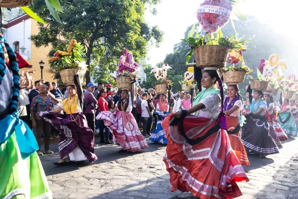 Oaxaca City street scene in the historic center, a common first glimpse after arriving from Mexico City
