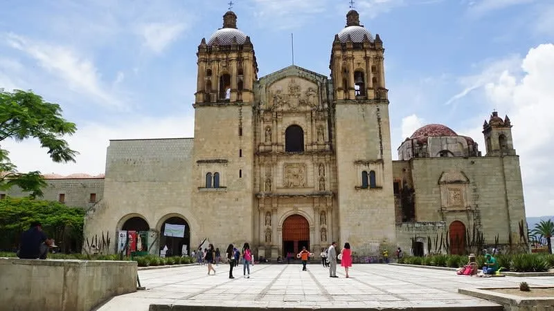 Colorful street scene in Oaxaca City
