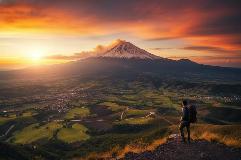 Morning light over the Orizaba historic center with Pico de Orizaba rising beyond the Veracruz highlands