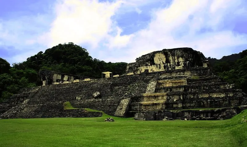 Bonampak archaeological zone near Palenque Chiapas — ancient Maya site in Lacandon jungle with mural paintings