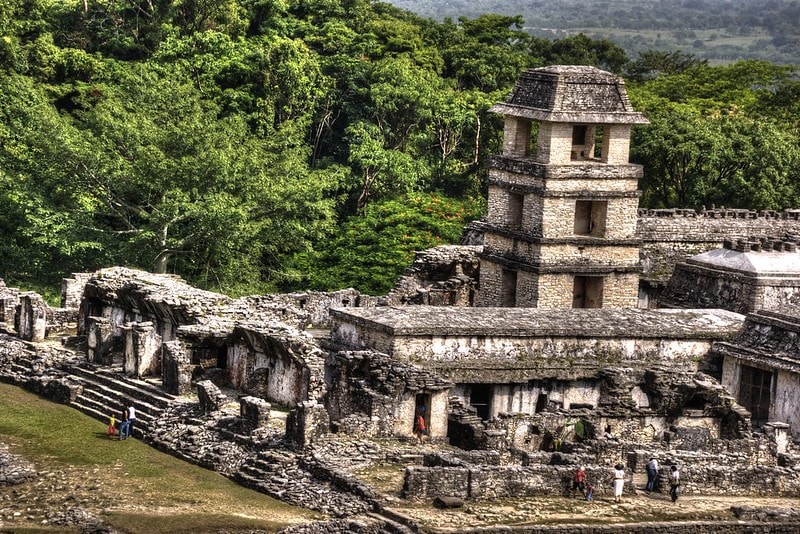 El Palacio at Palenque — the unique four-story astronomical tower, only square tower in Classic Maya architecture, used to track Venus and celestial events
