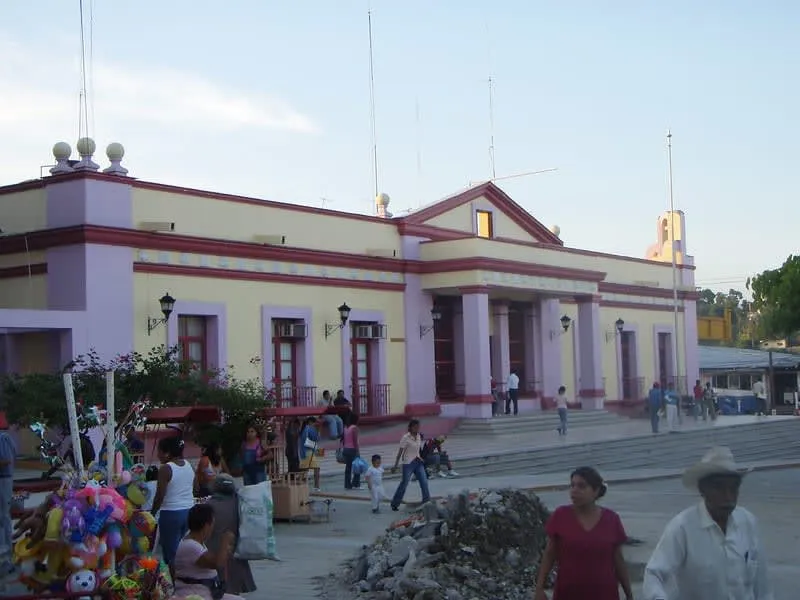 Neoclassical municipal palace facade facing the town center