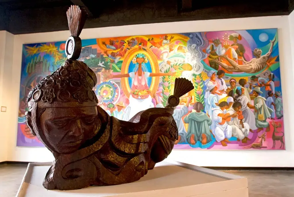 Teodoro Cano cultural center entrance with local art displays