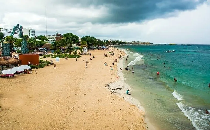 Playa del Carmen in February with clear Caribbean water during dry season