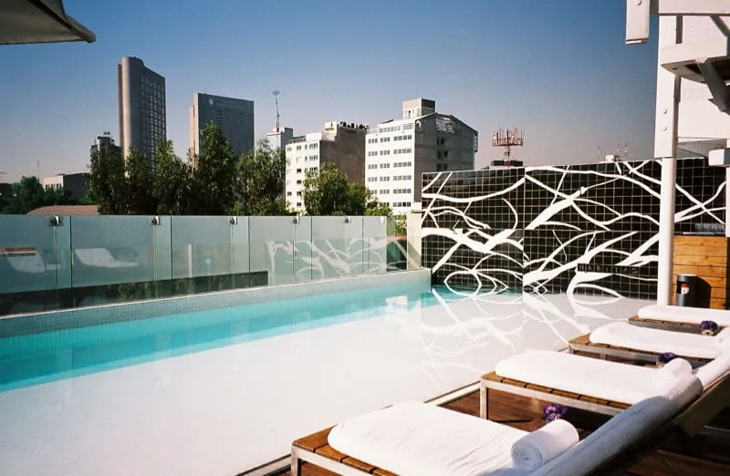Habita Hotel glass-front building in Polanco