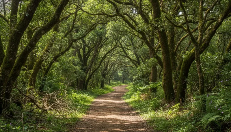 Trail through cloud forest in Pueblos Mancomunados, Sierra Norte, Oaxaca