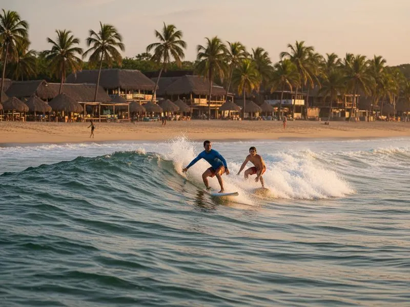 Large waves breaking at La Punta surf break near Puerto Escondido, Oaxaca