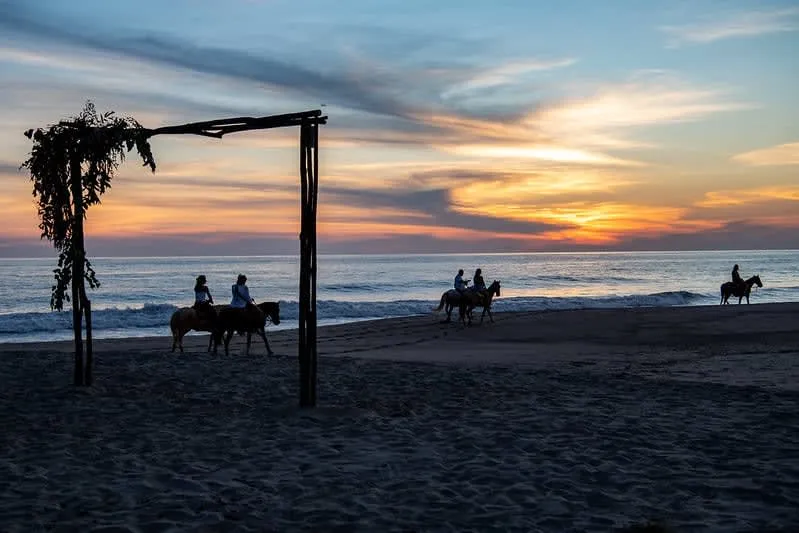 Surfers riding powerful waves at Playa Zicatela, the Mexican Pipeline surf break in Puerto Escondido