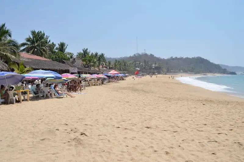 Mazunte beach on the Oaxaca coast near Puerto Escondido during green rainy season