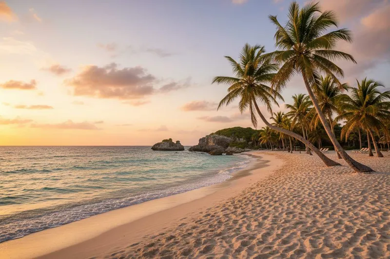 Tulum Caribbean beach in April with changing sargassum risk