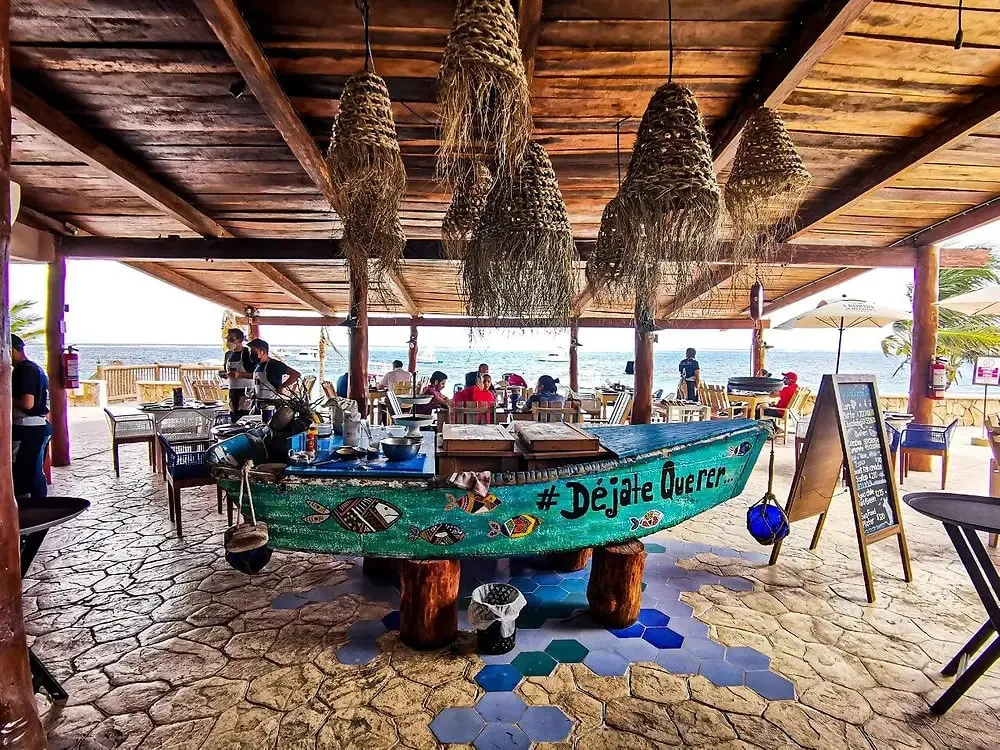 Muelle Once seafood restaurant Puerto Morelos with ocean view