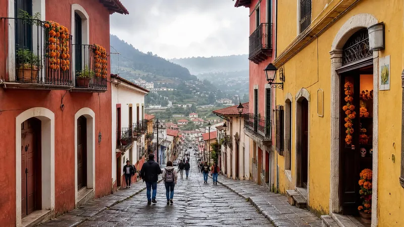 Real del Monte mountain street during an October trip in Hidalgo