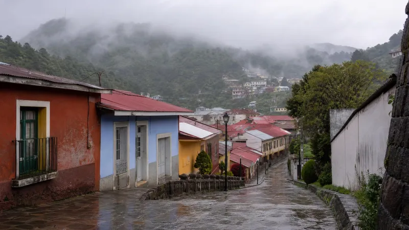 Real del Monte streets near Pachuca during an August Hidalgo side trip