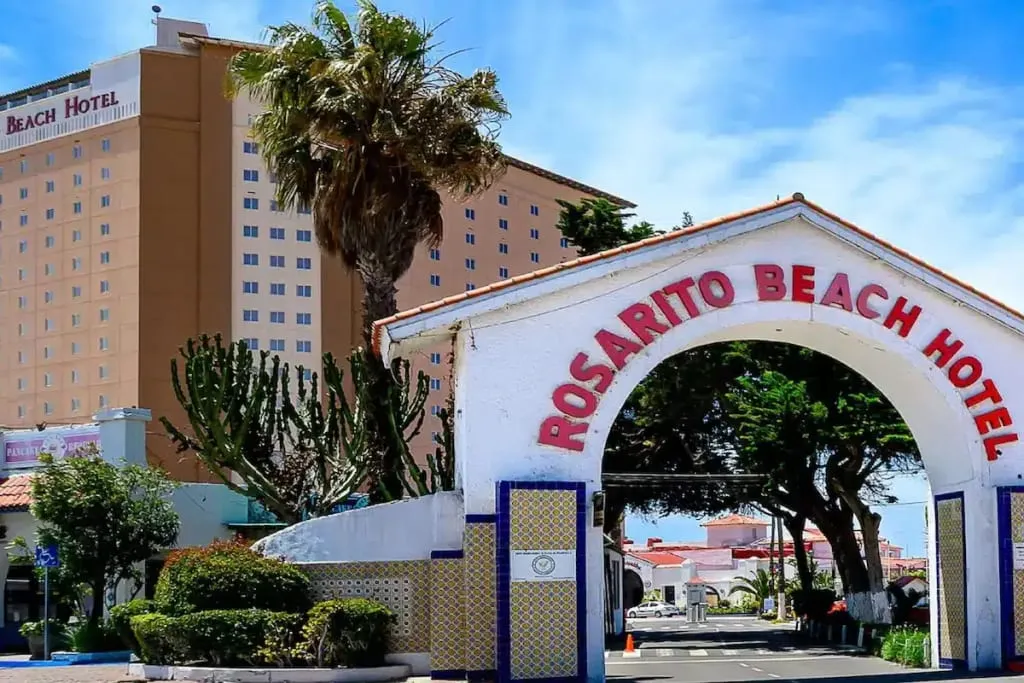 Oceanfront Rosarito Beach hotel facing the Pacific surf