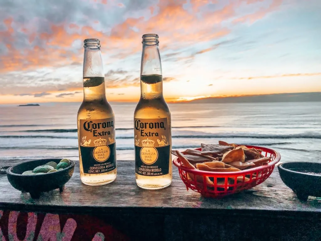 Beachfront seafood table beside Rosarito’s main beach