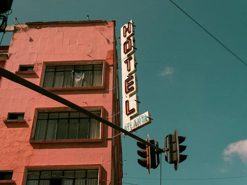 Central Saltillo hotel entrance with parking for a northern road trip
