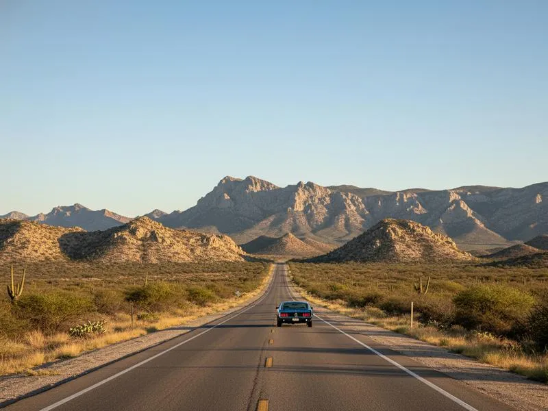 Dry Coahuila road landscape on the route out of Saltillo