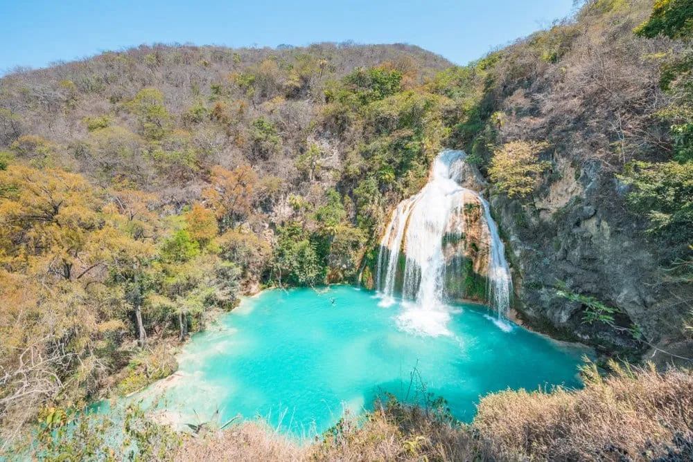 El Chiflon waterfall plunging through green Chiapas canyon