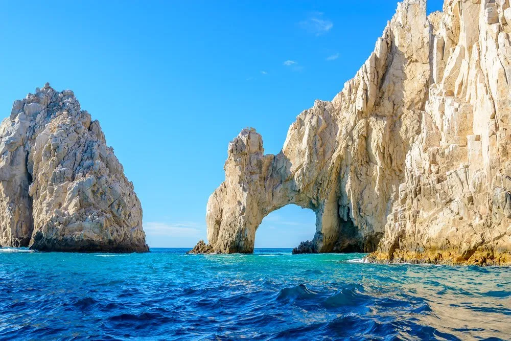 El Arco rock formation rising from the water at Land's End in Los Cabos