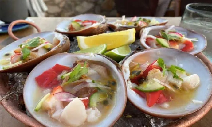 Fresh seafood plate served in San Jose del Cabo on the Baja California peninsula