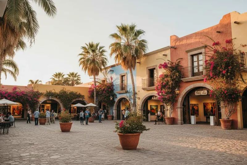 San Jose del Cabo Art District plaza during a clear November evening