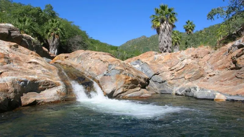 Todos Santos Baja landscape with Sierra de la Laguna and dry November weather