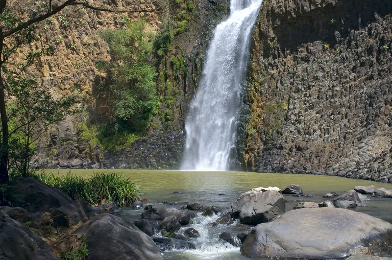 Salto del Nogal waterfall in Tapalpa Jalisco — Jalisco's tallest waterfall at 107 meters dropping into a forested canyon
